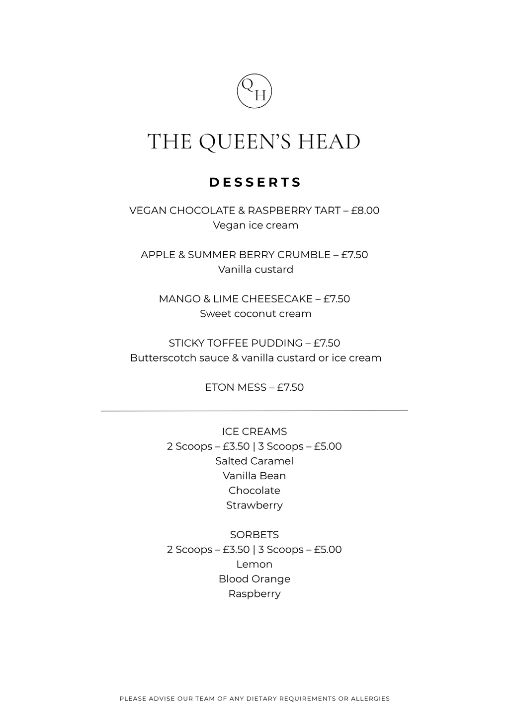 Two Course Set Menu
