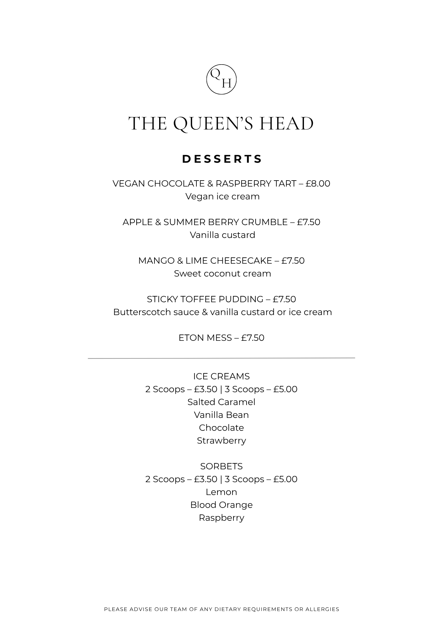 Two Course Set Menu