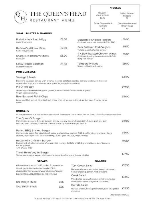 Two Course Set Menu